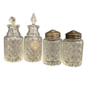 Eales of Sheffield Condiment Set Salt Pepper Oil Vinegar England 50s Cruet VTG